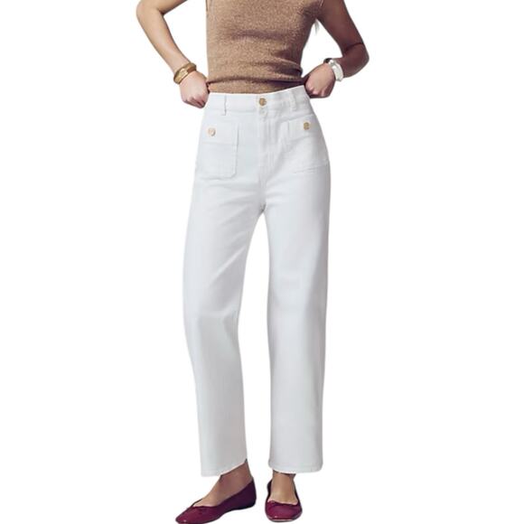 NWT J. Crew Sailor Slim Wide Leg White Jeans Women’s Size 31 - Picture 1 of 9